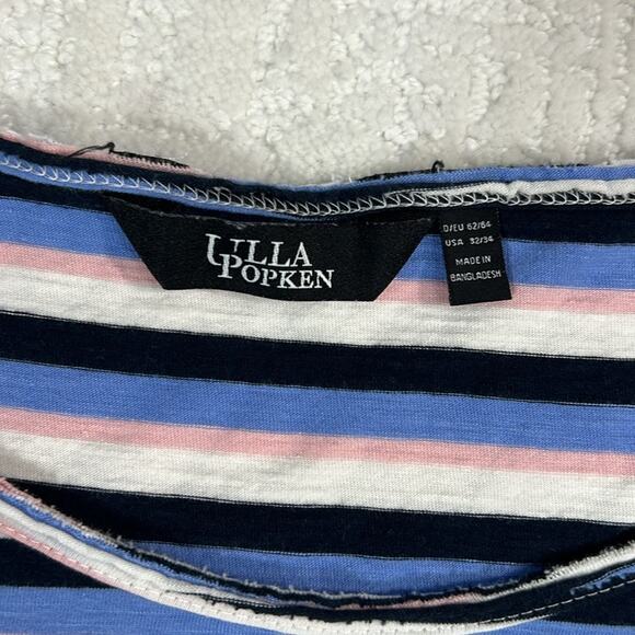 Ulla Popken striped blue black pink white cotton long sleeve pullover top 32/34 - Picture 2 of 9